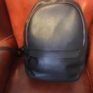 Black vegan leather backpack